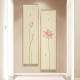 长条荷花餐厅挂画 饰画入户过道壁画荷荷美美竖版 墙蛙新中式 玄关装