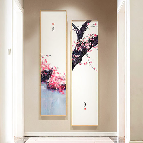 新中式风山水墨走廊尽头装饰画
