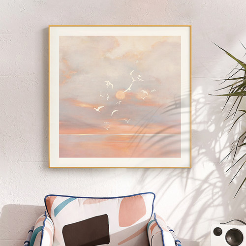 现代简约温馨日出客厅装饰画