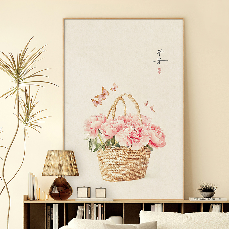 墙蛙玄关新中式花卉挂画