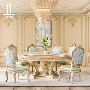 卫诗理宫廷复古小法式实木餐桌欧式餐厅椭圆形餐台EF2