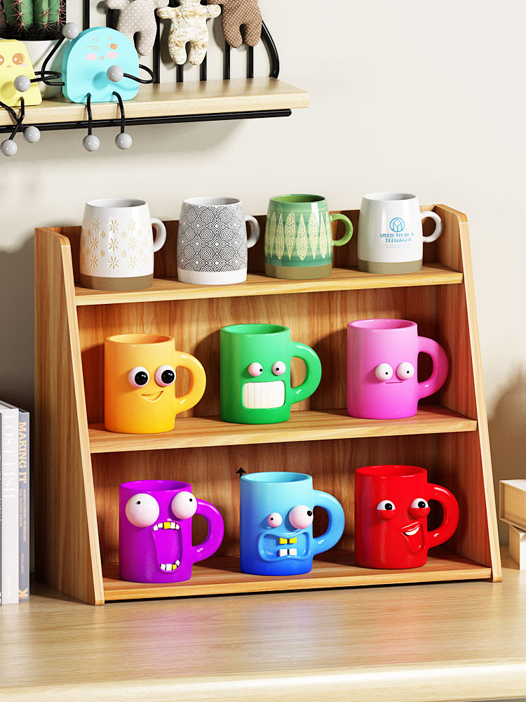 幼儿园杯架桌面口杯放置架宿舍办公桌多层杂物收纳盒架子置物架