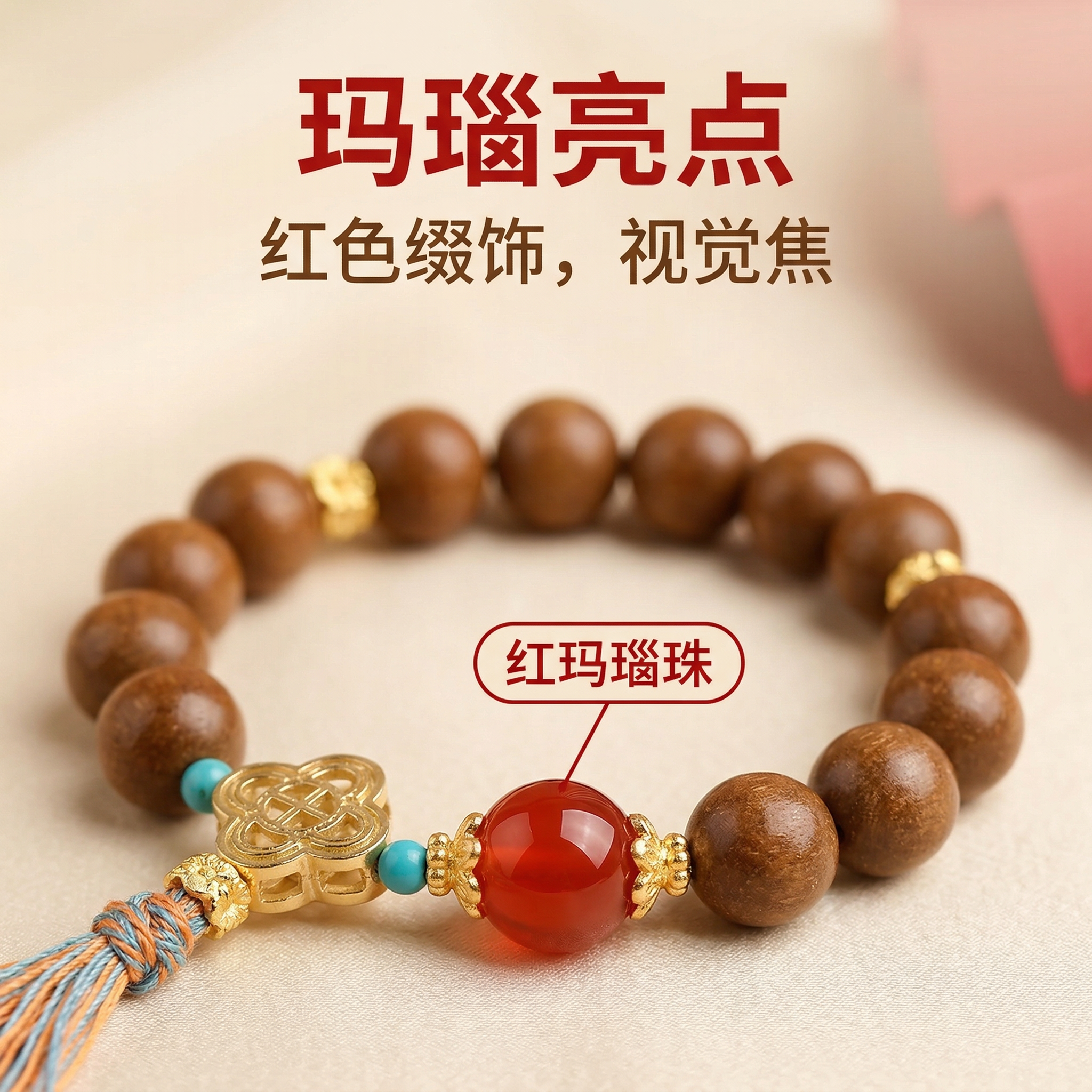 福粒多女中药合香四叶草轻奢手串