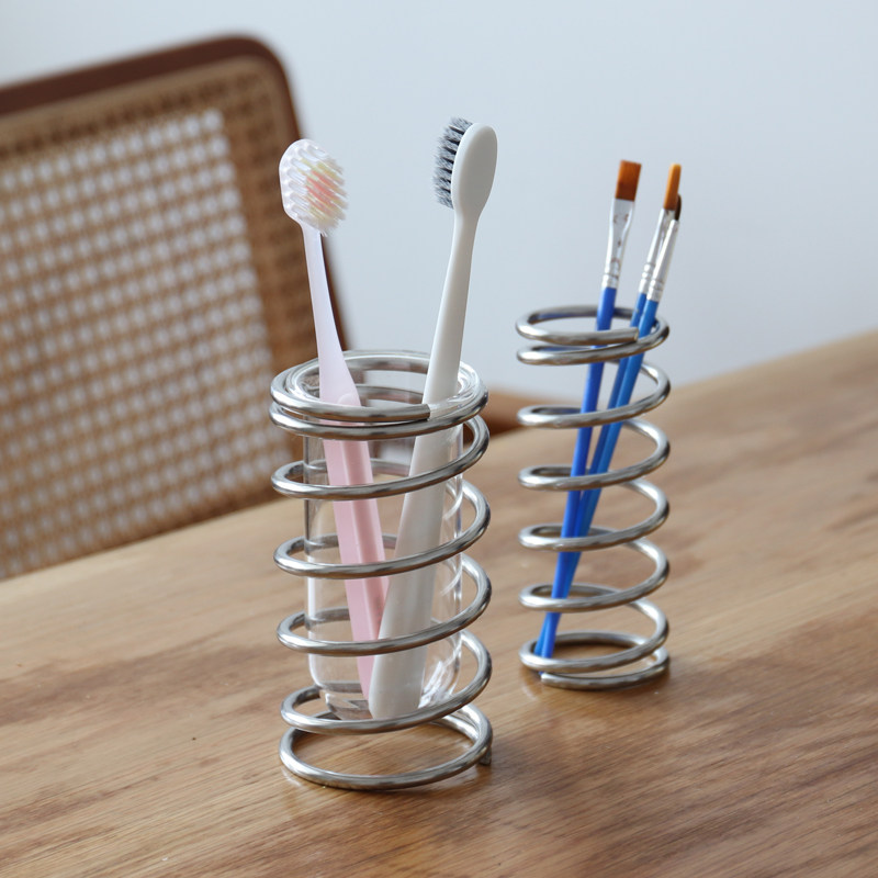 WUULIHOME不锈钢金属螺纹牙刷架ins防水洗手台化妆刷收纳花瓶笔筒,家庭/个人清洁工具,牙刷架/牙具座,淘宝优惠券,粉丝福利购,淘宝优惠卷