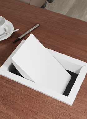 厨房白色嵌入式不锈钢垃圾桶盖子洗手间台面长方形摇盖翻盖清洁桶