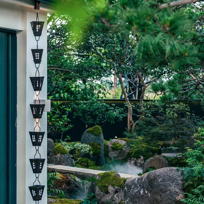 中式雨链庭院屋檐落水链别墅天沟排水管雨水链导水链雨水槽下水器