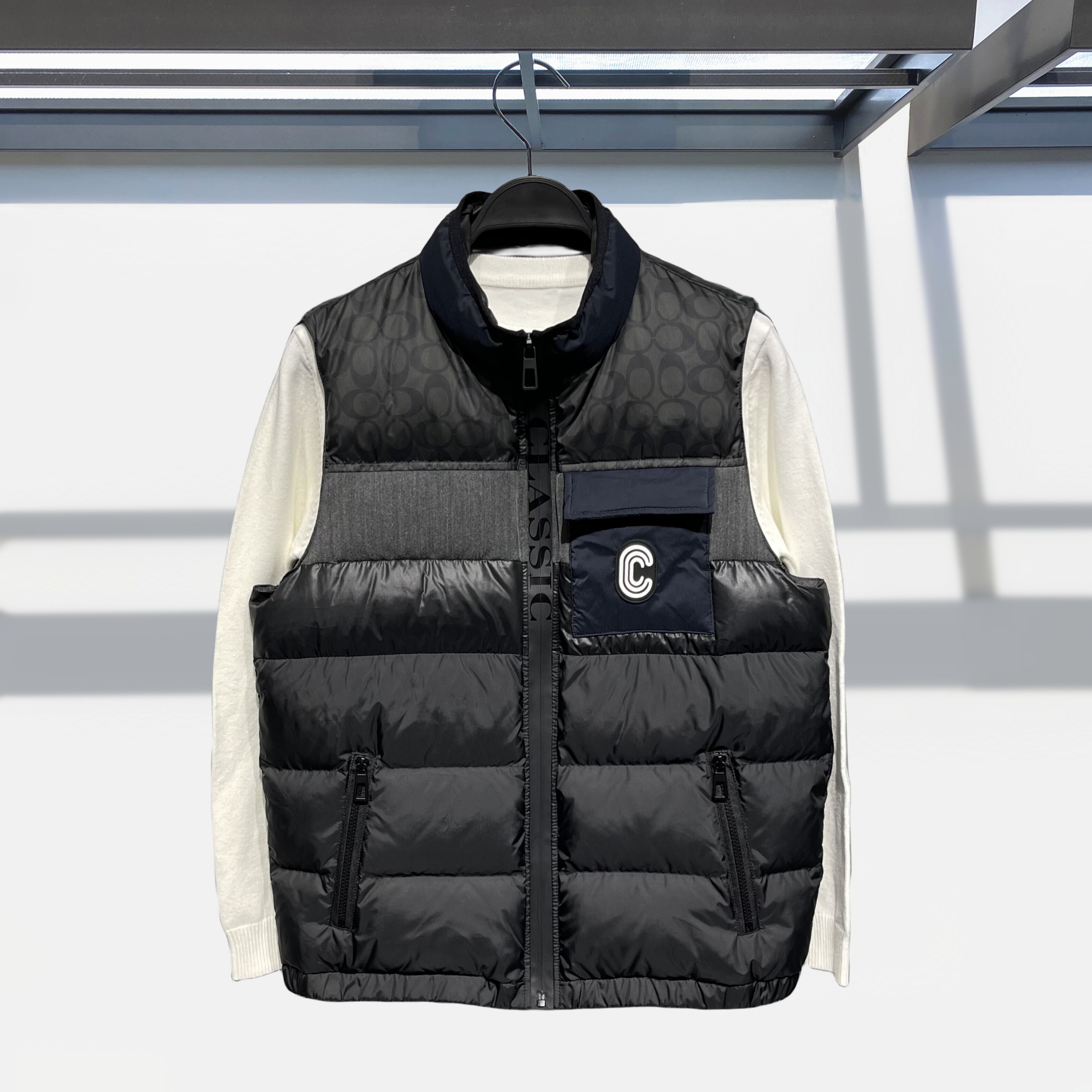 秋冬新品羽绒马甲男潮牌工装时尚拼接休闲立领鸭绒背心马夹外套男