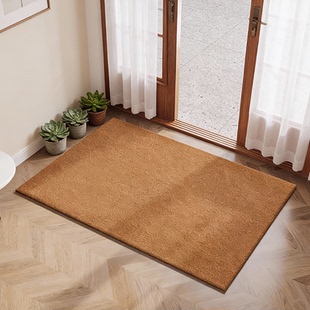 新中式入户门地垫土黄色纯色PVC丝圈家用脚垫耐脏防滑进门口垫子