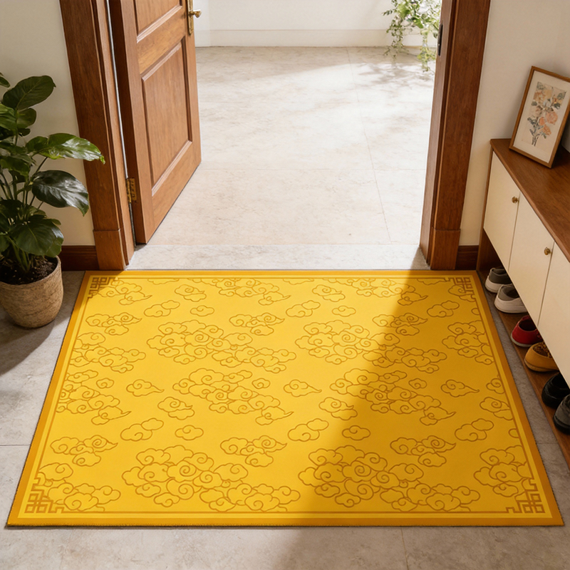 金黄色入户地垫祥云云纹门垫中式好打理新年脚垫进门高级禅意地垫,居家布艺,入户地垫,淘宝优惠券,粉丝福利购,淘宝优惠卷