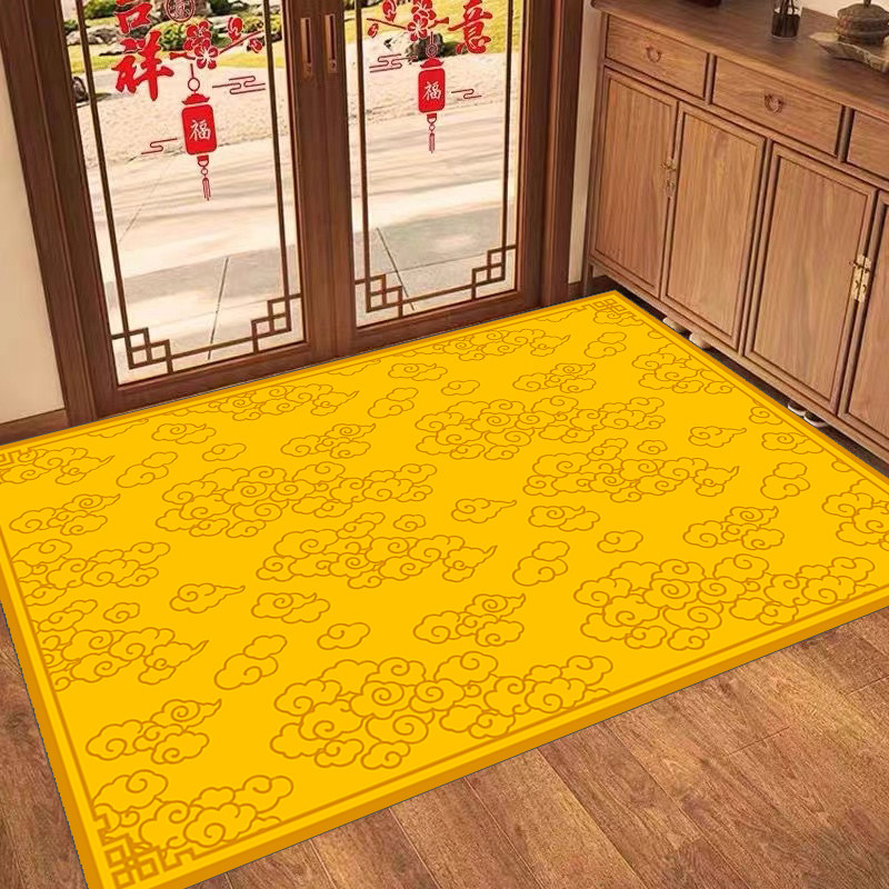 中式金黄色祥云入户门地垫pvc免洗进门口玄关防滑耐脏好打理脚垫,居家布艺,入户地垫,淘宝优惠券,粉丝福利购,淘宝优惠卷