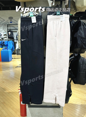 正品耐克女裤2025秋新款加绒运动休闲宽松直筒开衩长裤IH1012-010