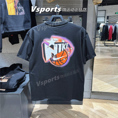 Nike耐克短袖男2026夏季篮球训练运动宽松印花纯棉T恤 IR6282-010