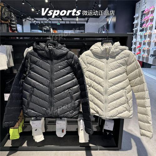 正品耐克羽绒服女2025秋冬季新款运动宽松连帽外套HV5106-010-072