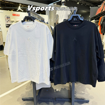 JORDAN耐克短袖男子黑白2025运动宽松偏大篮球T恤 IB7346-010-133