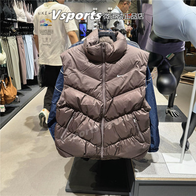 正品耐克羽绒马甲女2024秋冬新款运动休闲立领羽绒背心HF7897-004