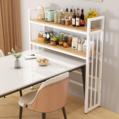 家用餐桌置物架简易餐桌边柜桌面收纳架墙边置物柜靠墙双层小窄架