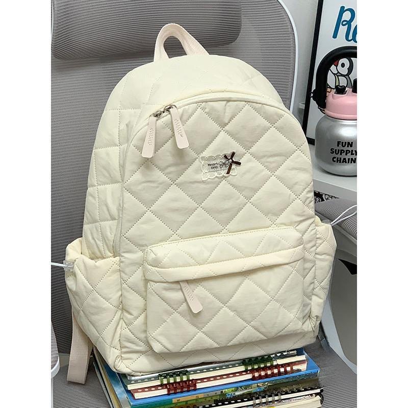 2025年女初高中学生ins拼色大容量双肩包高颜值旅行背包学生书包,箱包皮具/热销女包/男包,双肩背包,淘宝优惠券,粉丝福利购,淘宝优惠卷