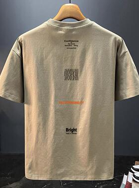 奥特莱斯~外贸尾货专柜折扣复古纯棉新款男装宽松百搭短袖t恤潮流