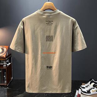 宽松百搭短袖 男装 t恤潮流 外贸尾货专柜折扣复古纯棉新款 奥特莱斯