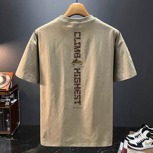 奥特莱斯~外贸尾货专柜折扣重磅休闲新款美式复古印花短袖t恤男装