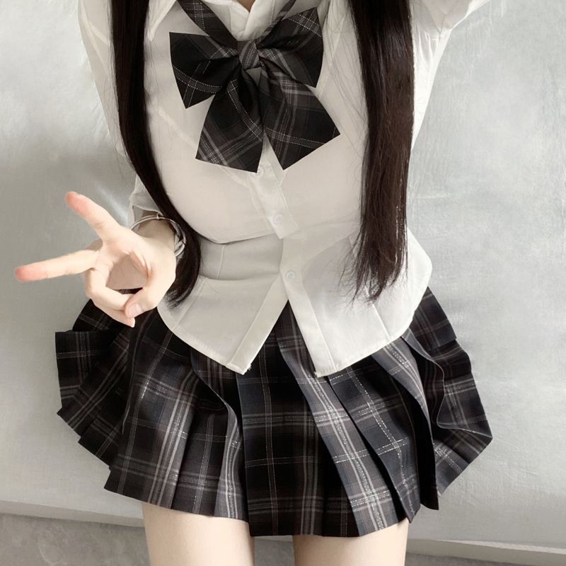 【暗星河】圣熊原创jk制服正版格裙开衫毛衣套装学院风百褶短裙JK