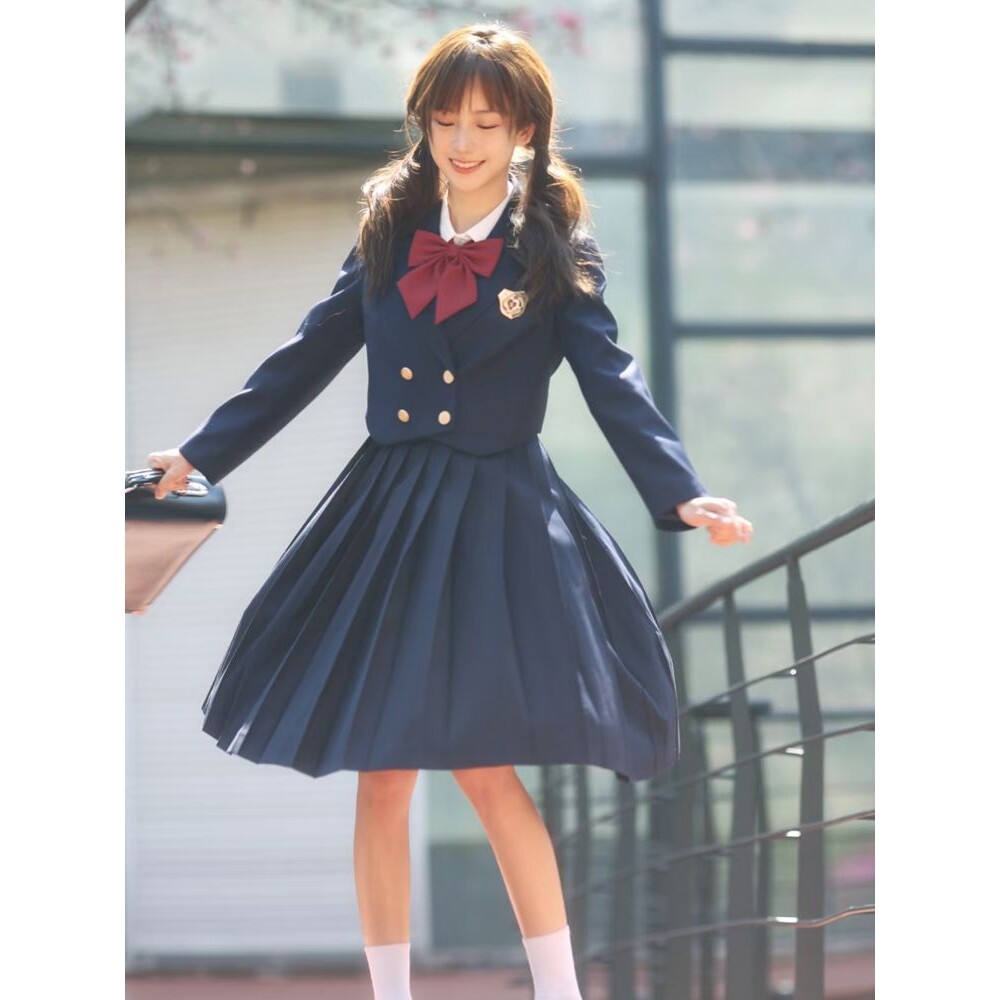 学院风jk西装外套女春秋款高级感双排扣设计气质小西制服套装上衣