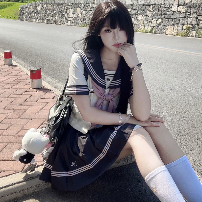 雾岛来信JK【雾屿信笺】原创JK制服套装夏季收腰水手服学院风