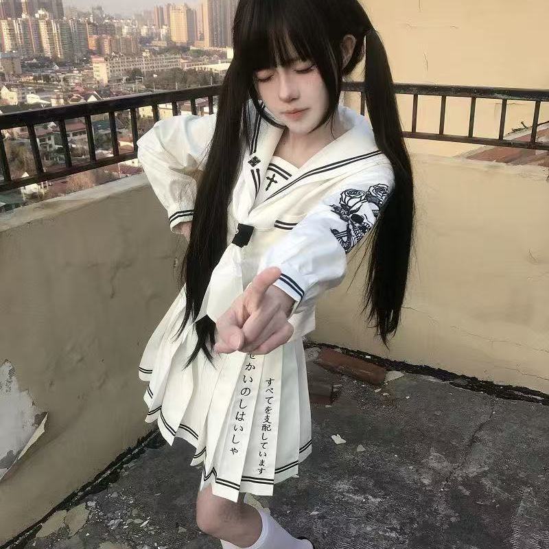支配者~黔正版原创日系不良水手服学jk制服秋季套装长袖刺绣暗黑
