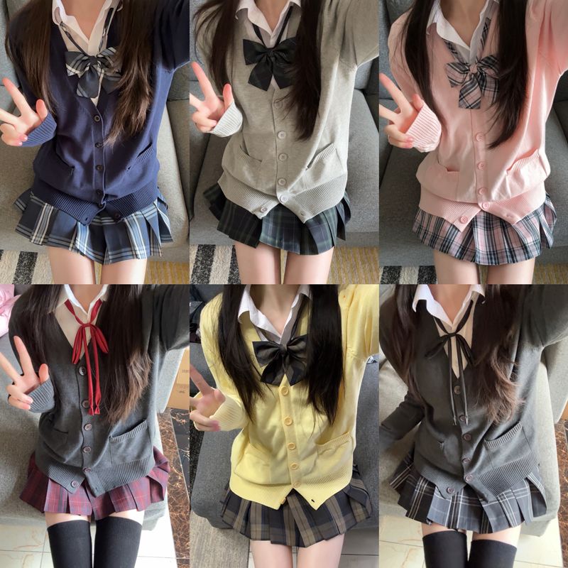 【毛衣大全套】小田町正品jk制服开衫格裙衬衫长袖毛衣秋冬学院风