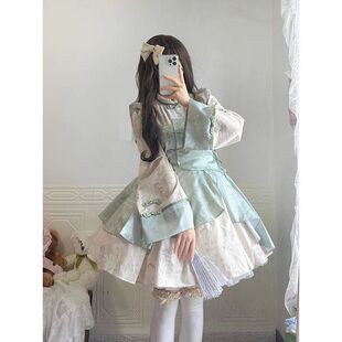现货中华风Lolita改良旗袍汉服少女连衣裙长袖op春季日常百搭