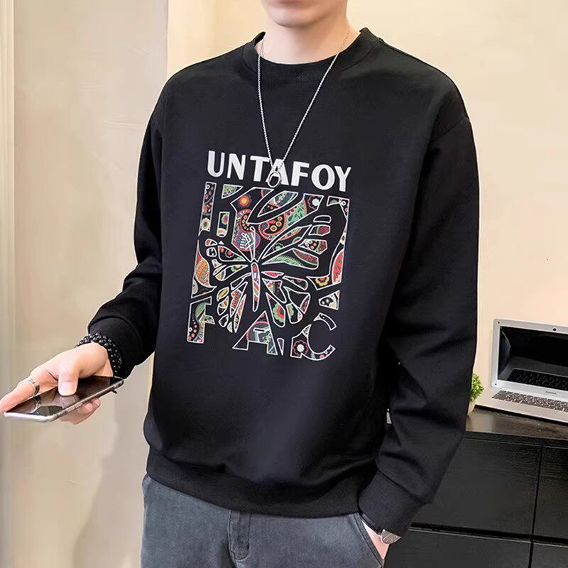 春秋新款个性抽象印花卫衣男士青