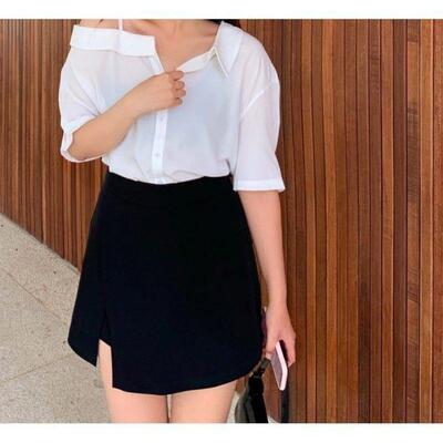 女装黑色遮肉mm裙大码两件假胖裙裤宽松防走光显瘦懒人半身裙A字