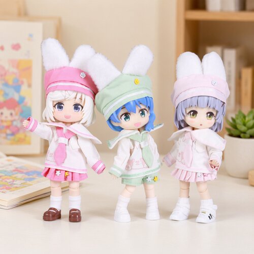 OB11/BJD水手服娃衣套装兔耳帽
