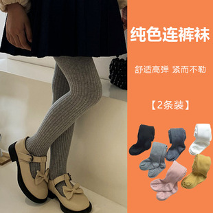 女童春款打底袜连裤袜黑色春季打底裤袜小童儿童女孩宝宝连脚袜秋