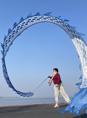 杆甩龙广场健身传统舞龙彩带户外