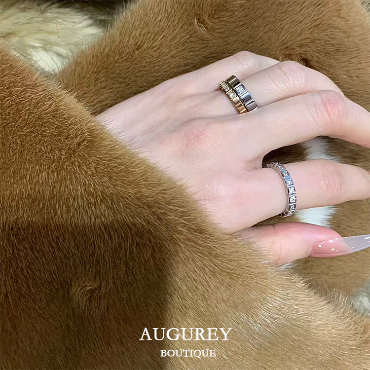 AUGUREY 10/20 小冰块V金窄版戒指叠戴小众设计感钻百搭精致气质