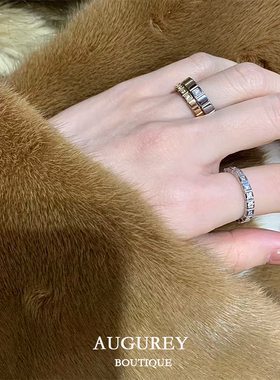 AUGUREY 10/20 小冰块V金窄版戒指叠戴小众设计感钻百搭精致气质