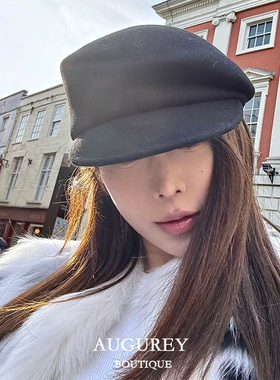 AUGUREY 11/19 伦敦日记黑色羊毛报童帽英伦风fever同款贝雷帽女