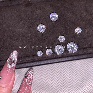 AUGUREY温精灵同款s925银耳针锆石钻耳钉磁吸无耳洞耳骨钉耳蜗钉