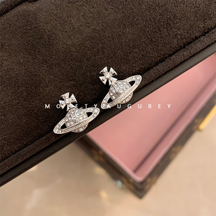 AUGUREY银色满钻小行星planet耳钉精致小巧时髦新款经典时尚复古