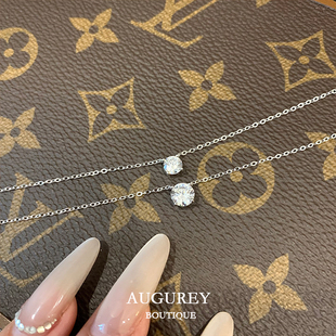 AUGUREY 6/20 S925银单钻锆石项链小巧精致百搭细链叠戴锁骨链女