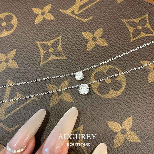 AUGUREY 6/20 S925银单钻锆石项链小巧精致百搭细链叠戴锁骨链女