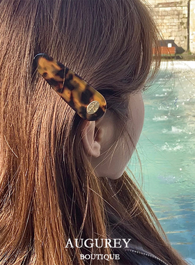AUGUREY 5/16 玳瑁色复古发夹刘海边夹vintage韩系高级感百搭气质