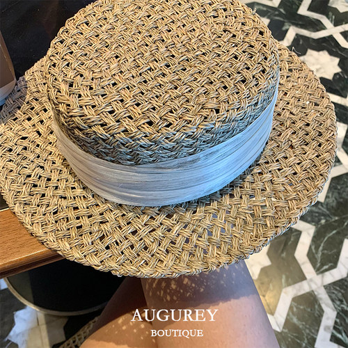 AUGUREY 6/20 阿紫同款编织草编礼帽复古老钱风高品质优雅遮阳帽