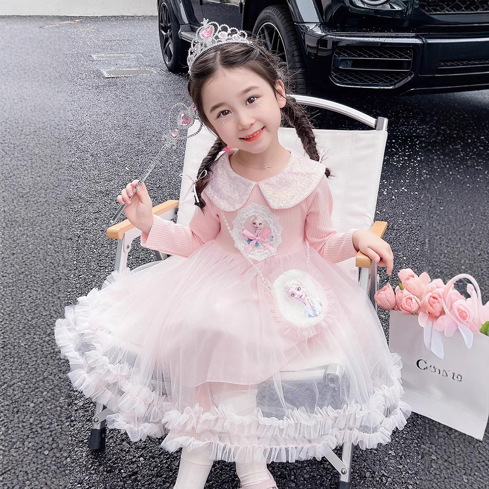 女童爱莎公主裙秋装新款秋季1-7岁女宝宝连衣裙儿童仙女裙