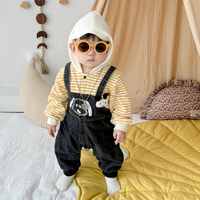 婴儿衣服秋装薄款连体衣男宝宝婴儿周岁满月百天超萌哈衣外出爬服