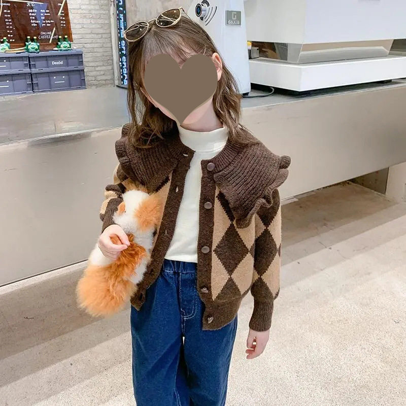 女童毛衣开衫秋装2025韩版新款休闲外套儿童针织衫春秋上衣