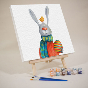 儿童数字油画diy油彩画填充画画小尺寸填色画北欧风方形涂色画板