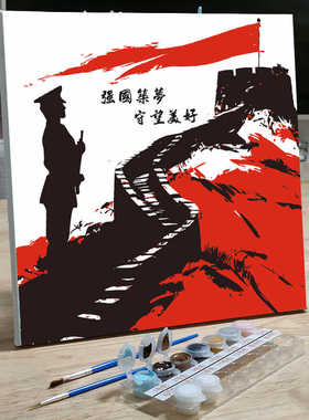 diy爱国主题建军节丙烯油彩画
