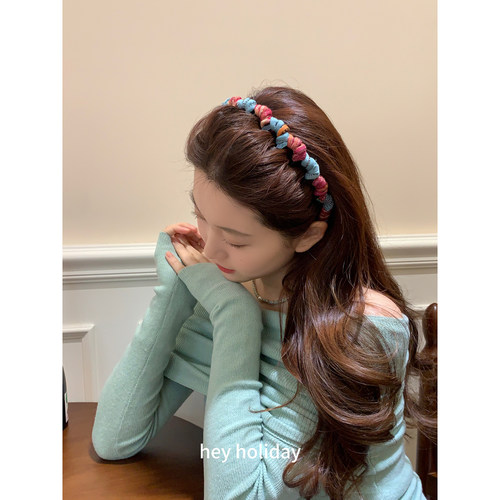 波浪发箍春夏新款2025百家布拼接发箍气质百搭少女发饰彩色时尚